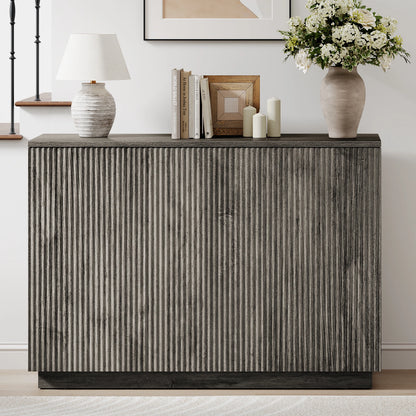 CURLA Sideboard Buffet Cabinet with Storage, 47" Fluted Coffee Bar Cabinet with Adjustable Shelves, Accent Sideboard Cabinet for Living Room Kitchen