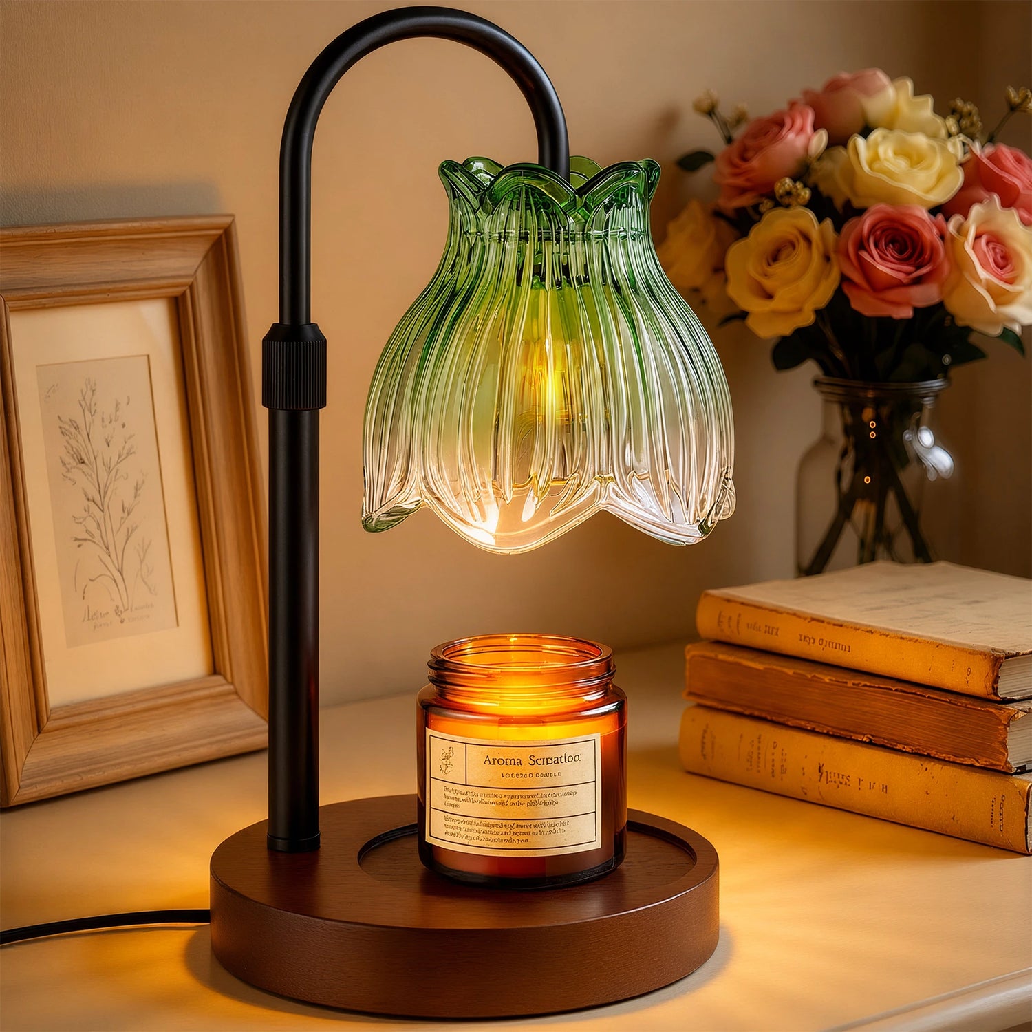 Maliowa Candle Warmer Lamp with Timer &amp; Dimmer - Adjustable Height Electric Candle Warmer, Gift for Women, Birthdays &amp; Housewarmings