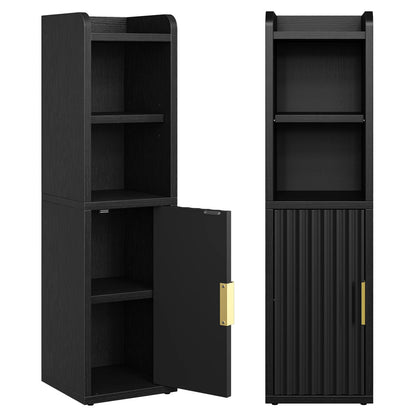 Maliowa Small Bathroom Storage Cabinet, Narrow Bathroom Cabinet with Fluted Door&amp;Adjustable Shelf, Wood Toilet Paper Storage Cabinets for Small Space