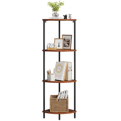 4-Tier Corner Shelf Stand, 50" Tall Corner Bookshelf Display Shelf for Bedroom, Bathroom, Living Room, Berry Brown
