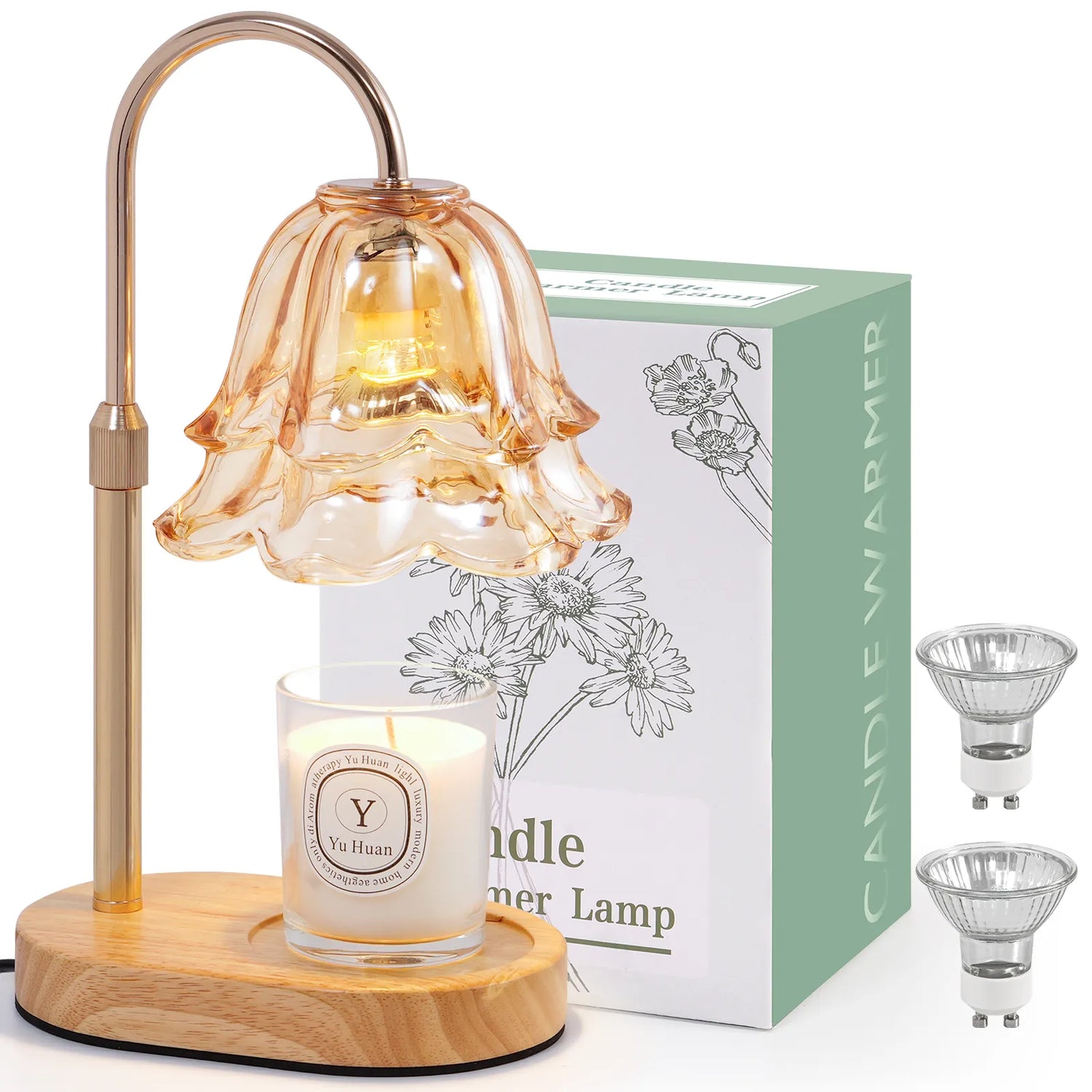 Yoobure Flower Candle Warmer Lamp with Timer and Dimmer, Electric Candle Warming Lamps, Adjustable Wax Melter Wamers Light for Jar Candles, Women Gift