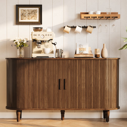 CURLA Sideboard Buffet Cabinet with Silding Doors, Accent 55" Storage Cabinet with Adjutable Shelf for Kitchen, Living Room