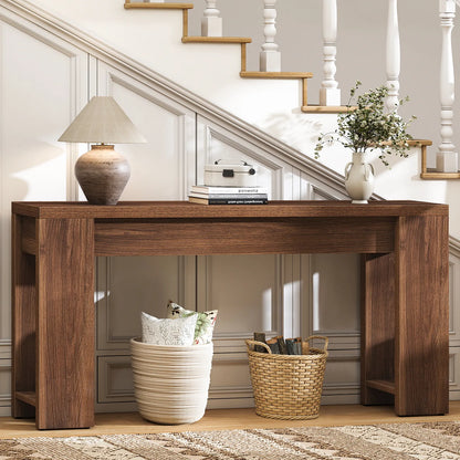 71" Long Console Table, Wood Farmhouse Entryway Table for Living Room,Narrow Sofa Table for Front Door,Entry, Hallway,Brown