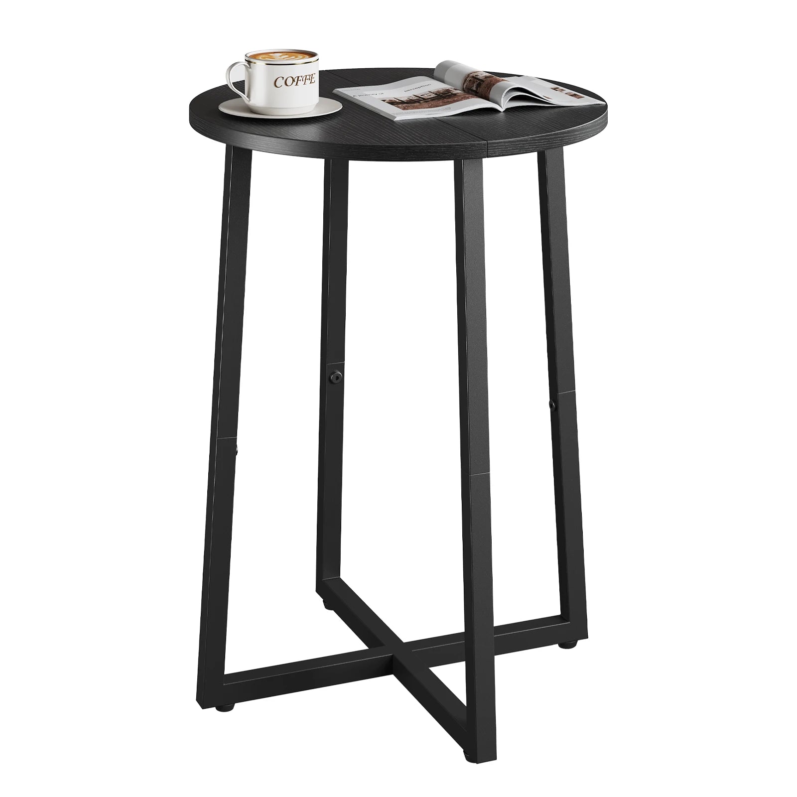 Small End Table for Living Room Bedroom, Round Side Table with Metal Legs, Accent Table for Small Spaces
