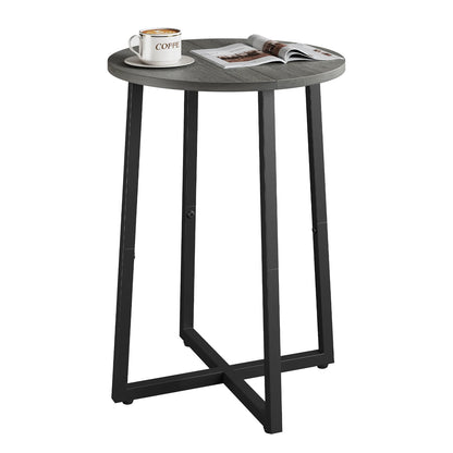 Small End Table for Living Room Bedroom, Round Side Table with Metal Legs, Accent Table for Small Spaces