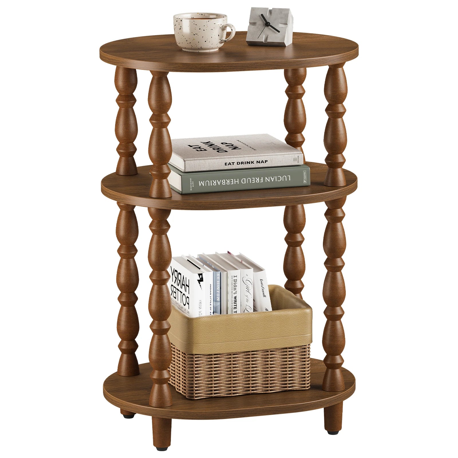Maliowa 3-Tier Side Table, Small End Table for Living Room Bedroom, Accent Table Nightstand with Storage Shelf for Narrow Spaces