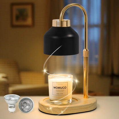 Electric Candle Warmer Lamp with Timer Dimmable, Adjustable Height Candle Lamp Warmer - Gifts for Christmas Home Decor，Black