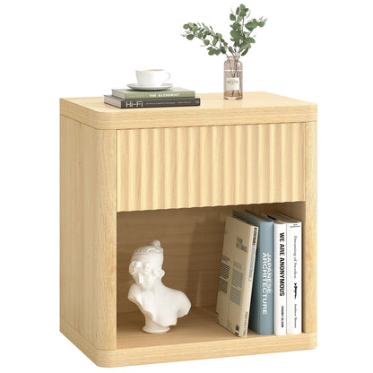 CURLA Fluted Nightstand with Drawer and Storage