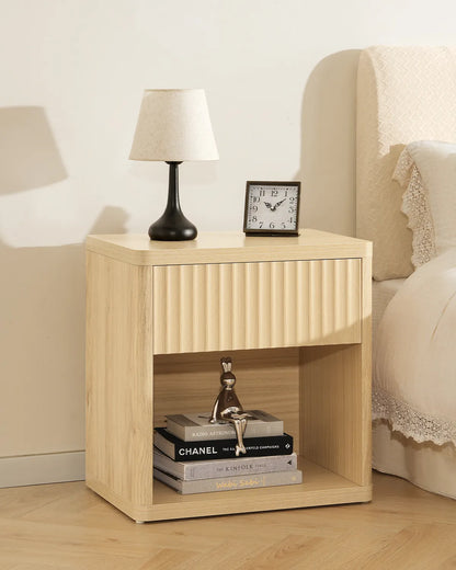 CURLA Fluted Nightstand with Drawer and Storage