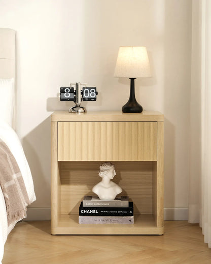 CURLA Fluted Nightstand with Drawer and Storage