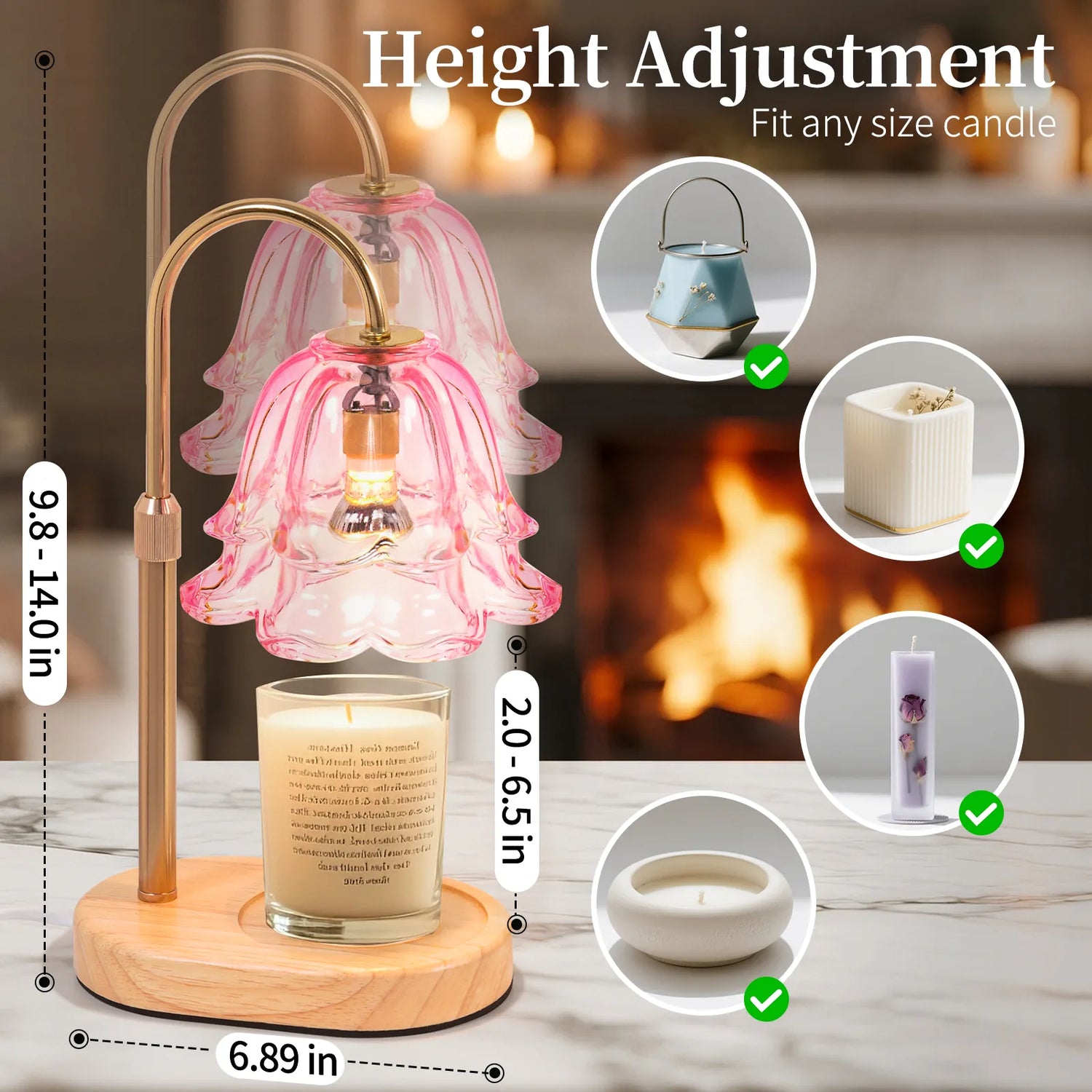 Yoobure Flower Candle Warmer Lamp with Timer and Dimmer, Electric Candle Warming Lamps, Adjustable Wax Melter Wamers Light for Jar Candles, Women Gift