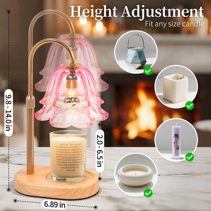 Yoobure Flower Candle Warmer Lamp with Timer and Dimmer, Electric Candle Warming Lamps, Adjustable Wax Melter Wamers Light for Jar Candles, Women Gift