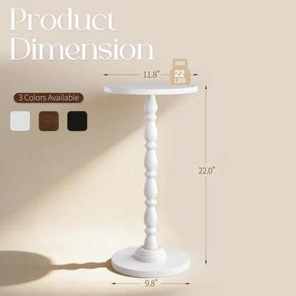 Maliowa Small Side Table, Round End Tables with Solid Wood Leg, Accent Drink Table for Living Room Bedroom Small Spaces