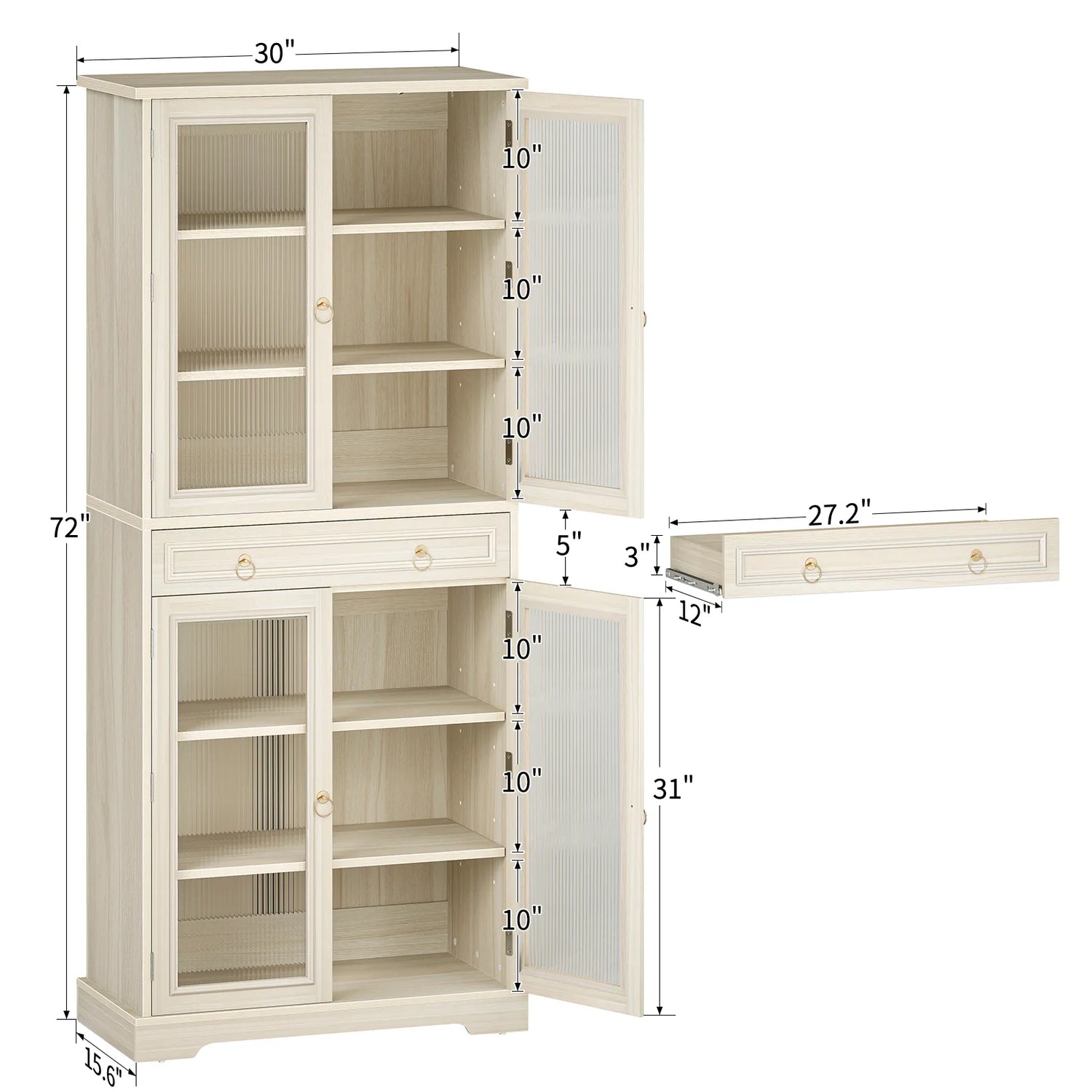 Curlaky 72" Kitchen Pantry Cabinet with Doors and Adjustable Shelves, Tall Kitchen Pantry Storage Cabinet with Drawers, Wood Food Storage Cabinets, Freestanding Cupboard for Dining Room, Living Room