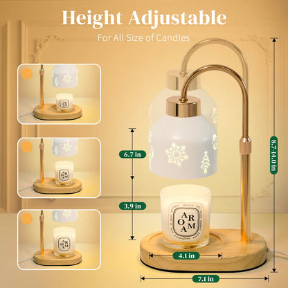 Christmas Candle Warmer Lamp with Timer, Adjustable Height Dimmable Candle Lamp Warmer - Gifts for Home Decor，Christmas White