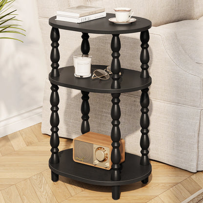 Maliowa 3-Tier Side Table, Small End Table for Living Room Bedroom, Accent Table Nightstand with Storage Shelf for Narrow Spaces