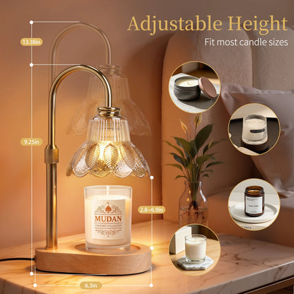 Maliowa Candle Warmer Lamp with Timer Dimmable, Electric Candle Warmer with Adjustable Height, Gifts for Women Mother&