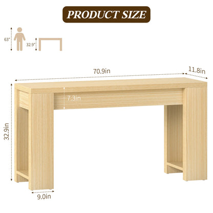 71" Long Console Table, Wood Farmhouse Entryway Table for Living Room,Narrow Sofa Table for Front Door,Entry, Hallway,Brown