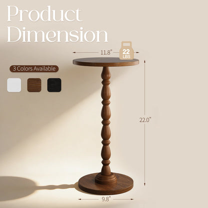 Maliowa Small Side Table, Round End Tables with Solid Wood Leg, Accent Drink Table for Living Room Bedroom Small Spaces