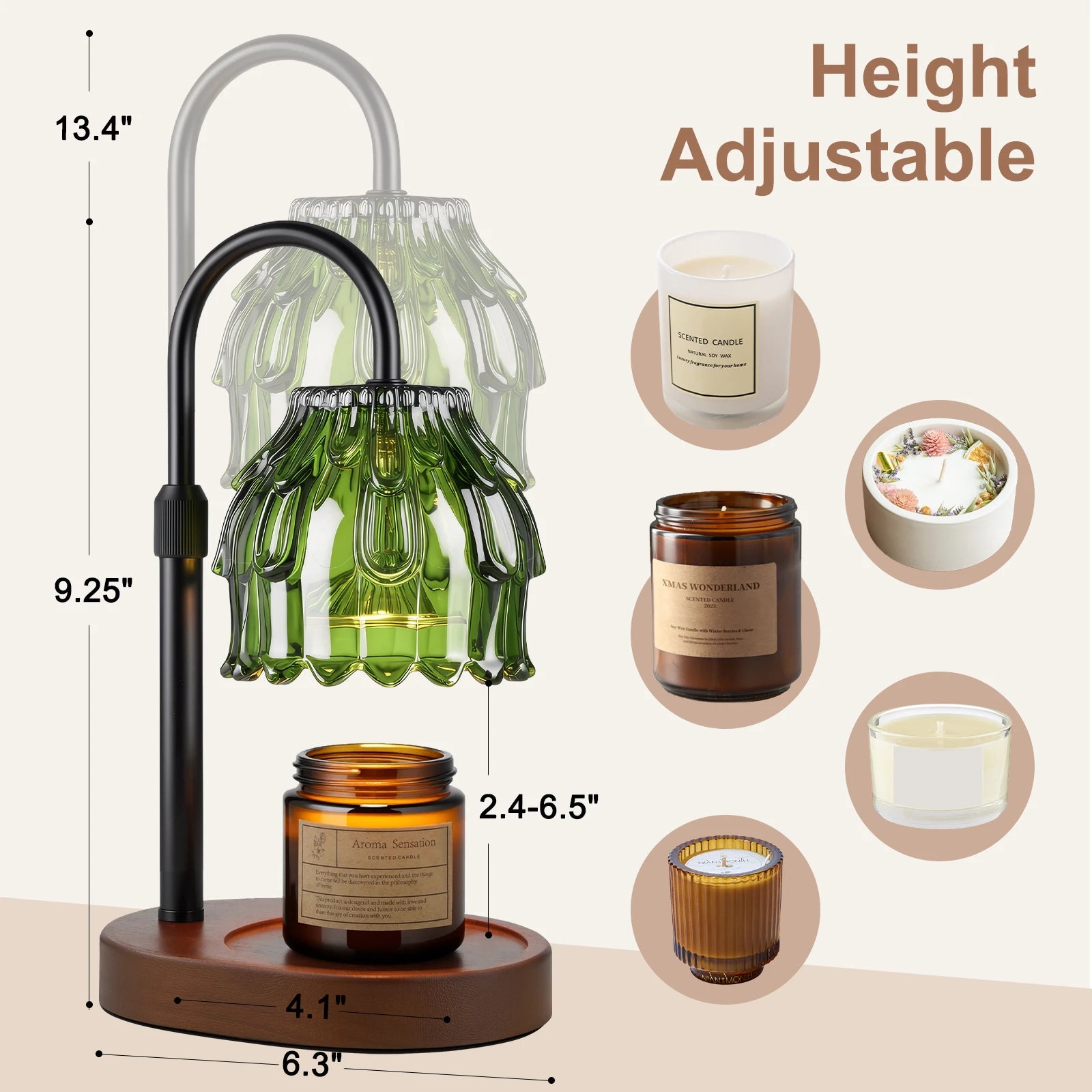 Maliowa Candle Warmer Lamp with Timer Dimmable, Adjustable Height Wax Warmer Lamp, Gifts Wax Melt Light for New Home Decor