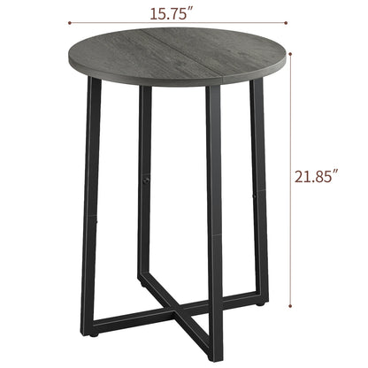 Small End Table for Living Room Bedroom, Round Side Table with Metal Legs, Accent Table for Small Spaces