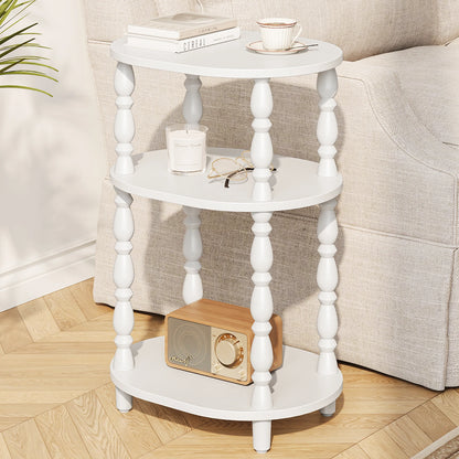 Maliowa 3-Tier Side Table, Small End Table for Living Room Bedroom, Accent Table Nightstand with Storage Shelf for Narrow Spaces