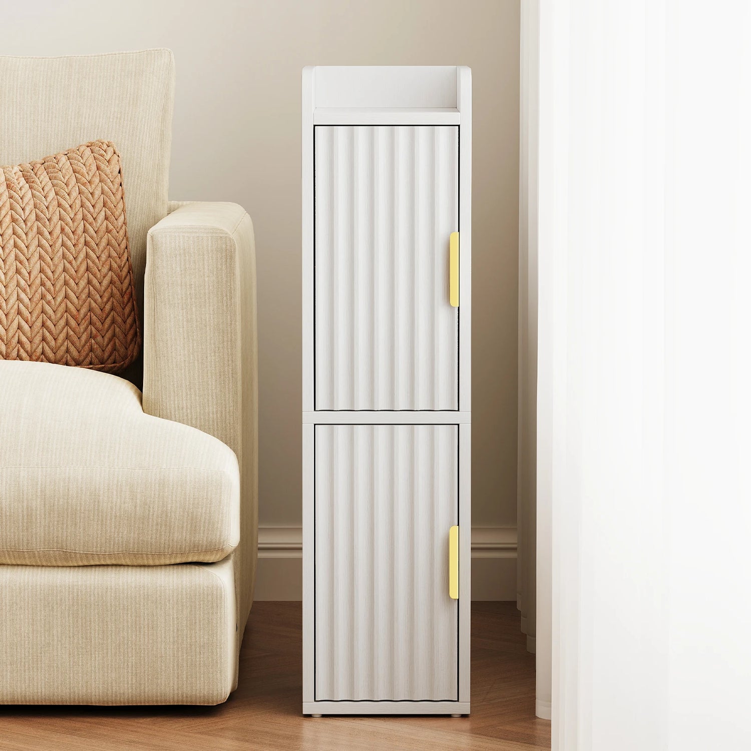 Maliowa Small Bathroom Storage Cabinet, Narrow Toilet Paper Storage Cabinet with 2 Doors &amp; Adjustable Shelves, Slim Storage Cabinets for Small Space