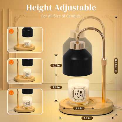 Electric Candle Warmer Lamp with Timer Dimmable, Adjustable Height Candle Lamp Warmer - Gifts for Christmas Home Decor，Black