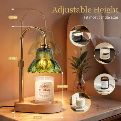 Maliowa Candle Warmer Lamp with Timer Dimmable, Electric Candle Warmer with Adjustable Height, Gifts for Women Mother&