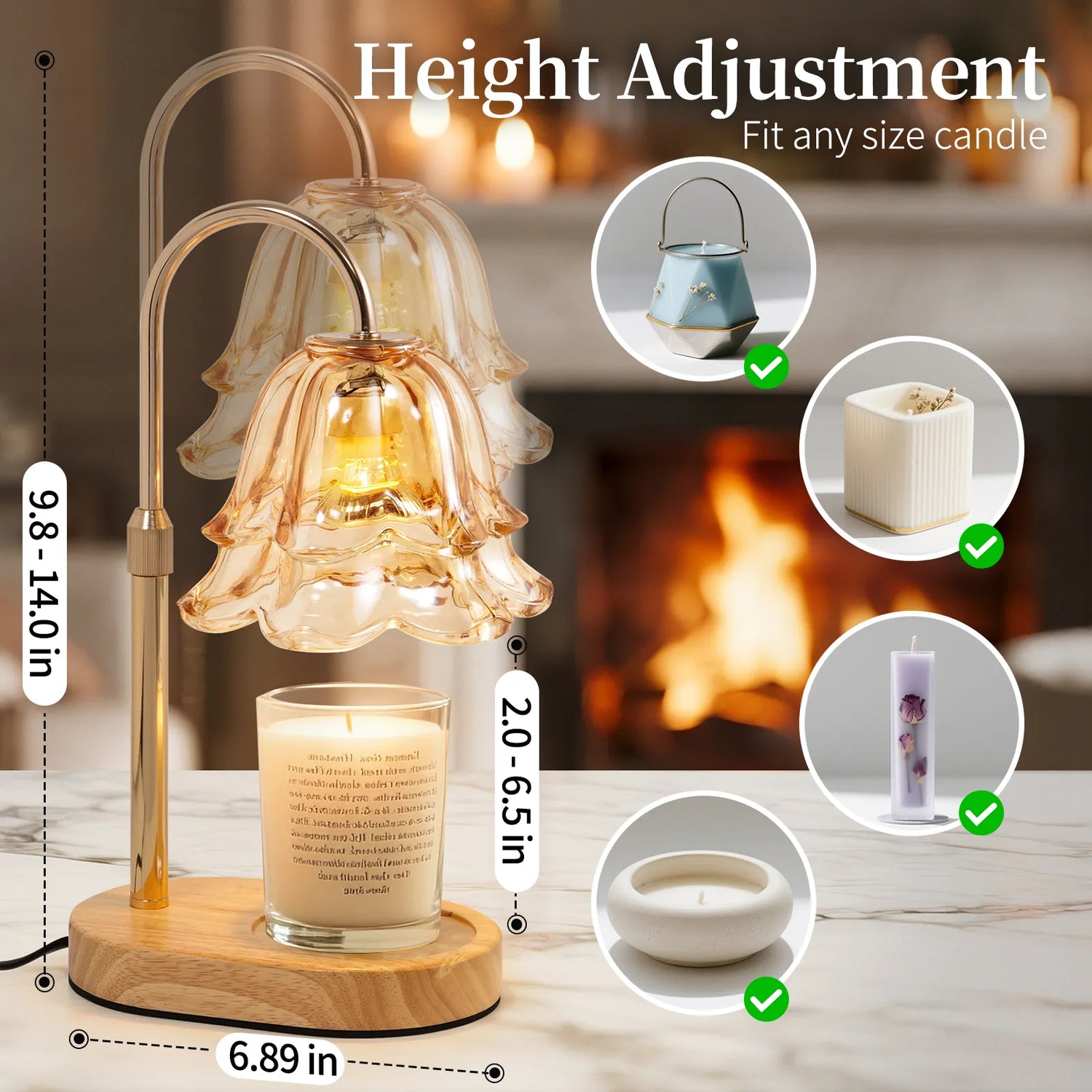 Yoobure Flower Candle Warmer Lamp with Timer and Dimmer, Electric Candle Warming Lamps, Adjustable Wax Melter Wamers Light for Jar Candles, Women Gift