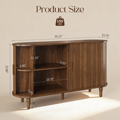 CURLA Sideboard Buffet Cabinet with Silding Doors, Accent 55" Storage Cabinet with Adjutable Shelf for Kitchen, Living Room
