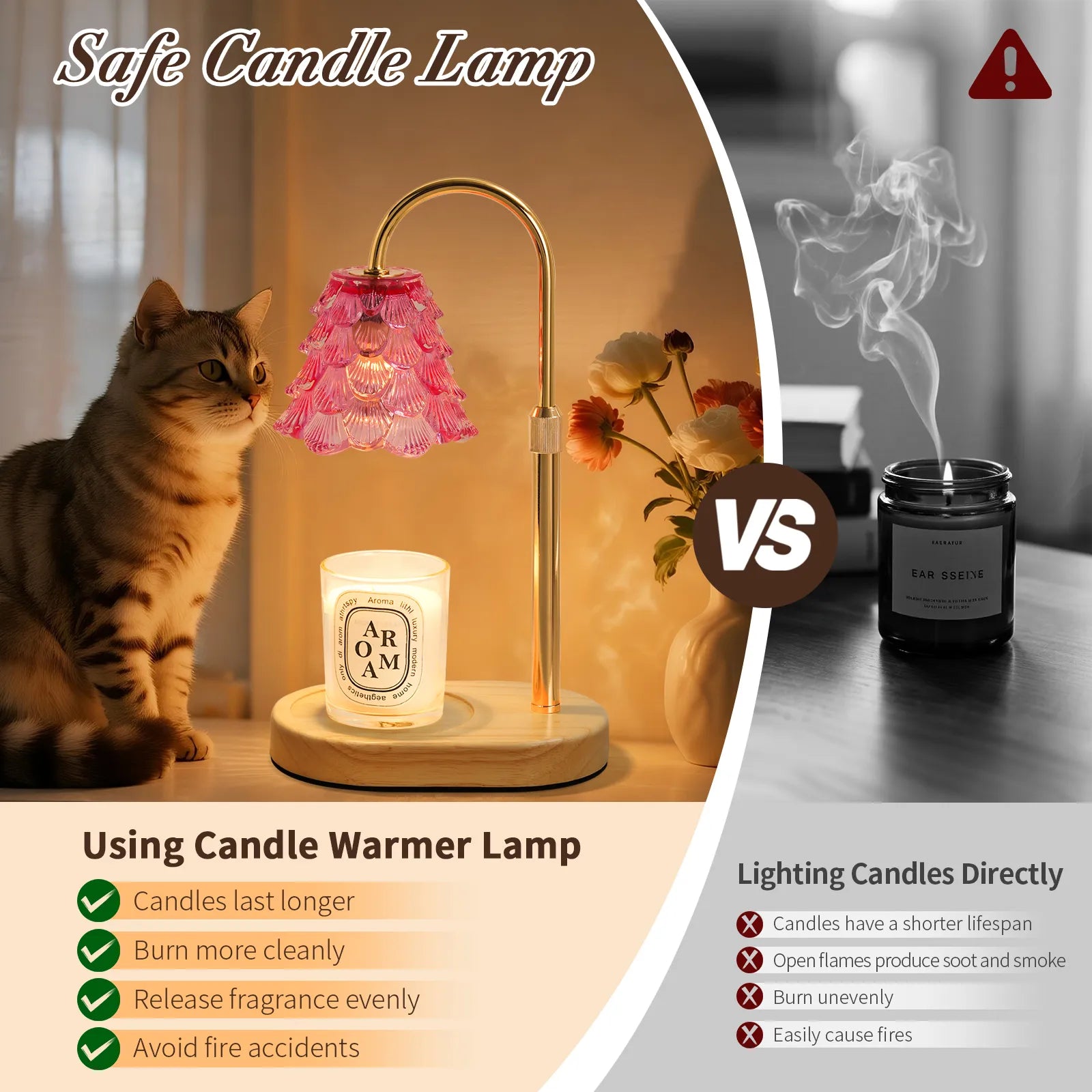 Yoobure Electric Candle Warmer Lamp with Timer, Dimmable Candle Lamp Warmer for Jar Candles, Christmas Wax Melt Wamer, House Warming Birthday Gifts