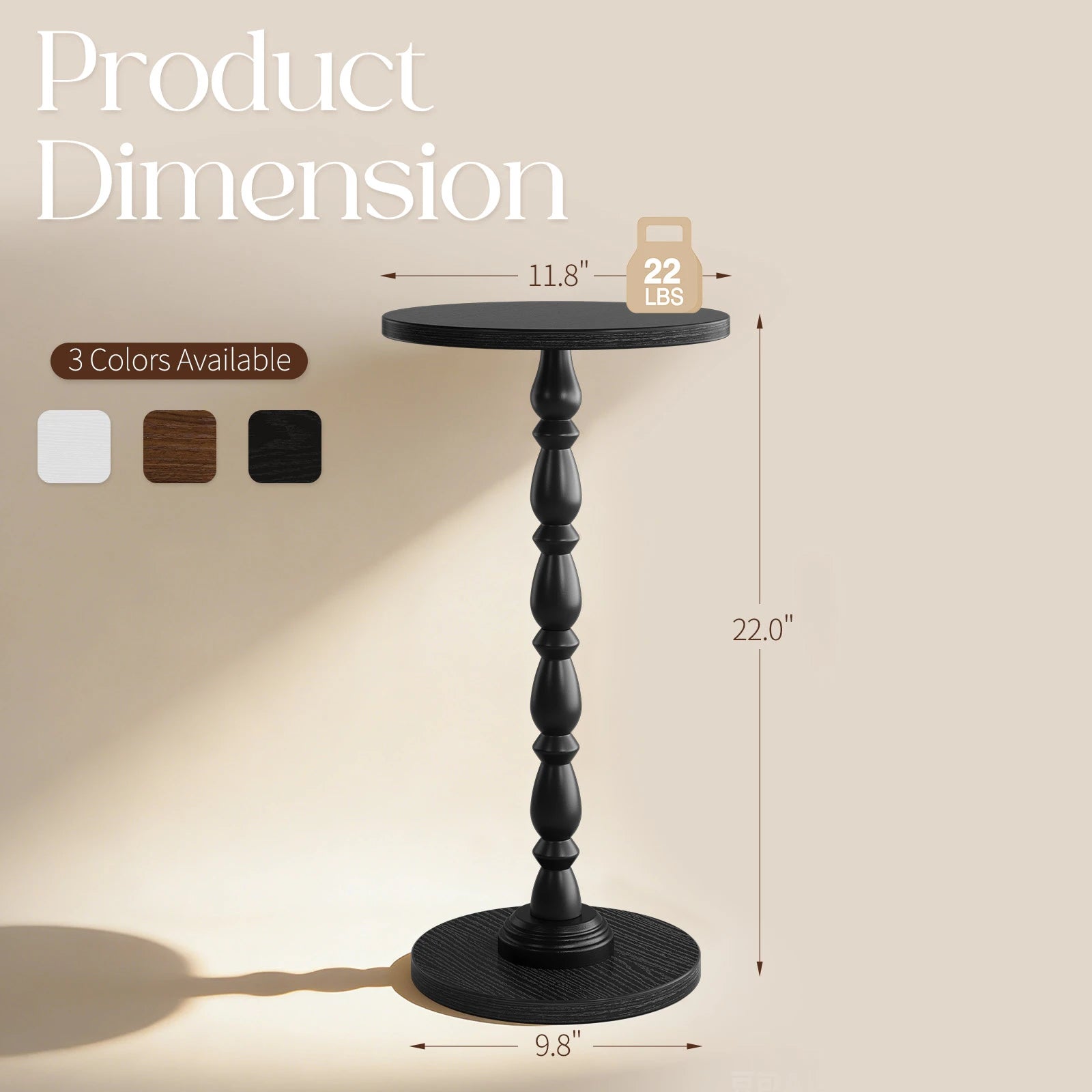Maliowa Small Side Table, Round End Tables with Solid Wood Leg, Accent Drink Table for Living Room Bedroom Small Spaces