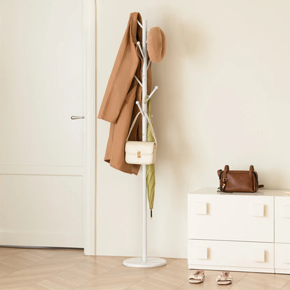 Coat Rack Freestanding with Natural Marble Base, Coat Tree with 8 Hooks, Metal Hall Tree for Jacket, Hat, Bag, Coat Hanger Stand for Entryway