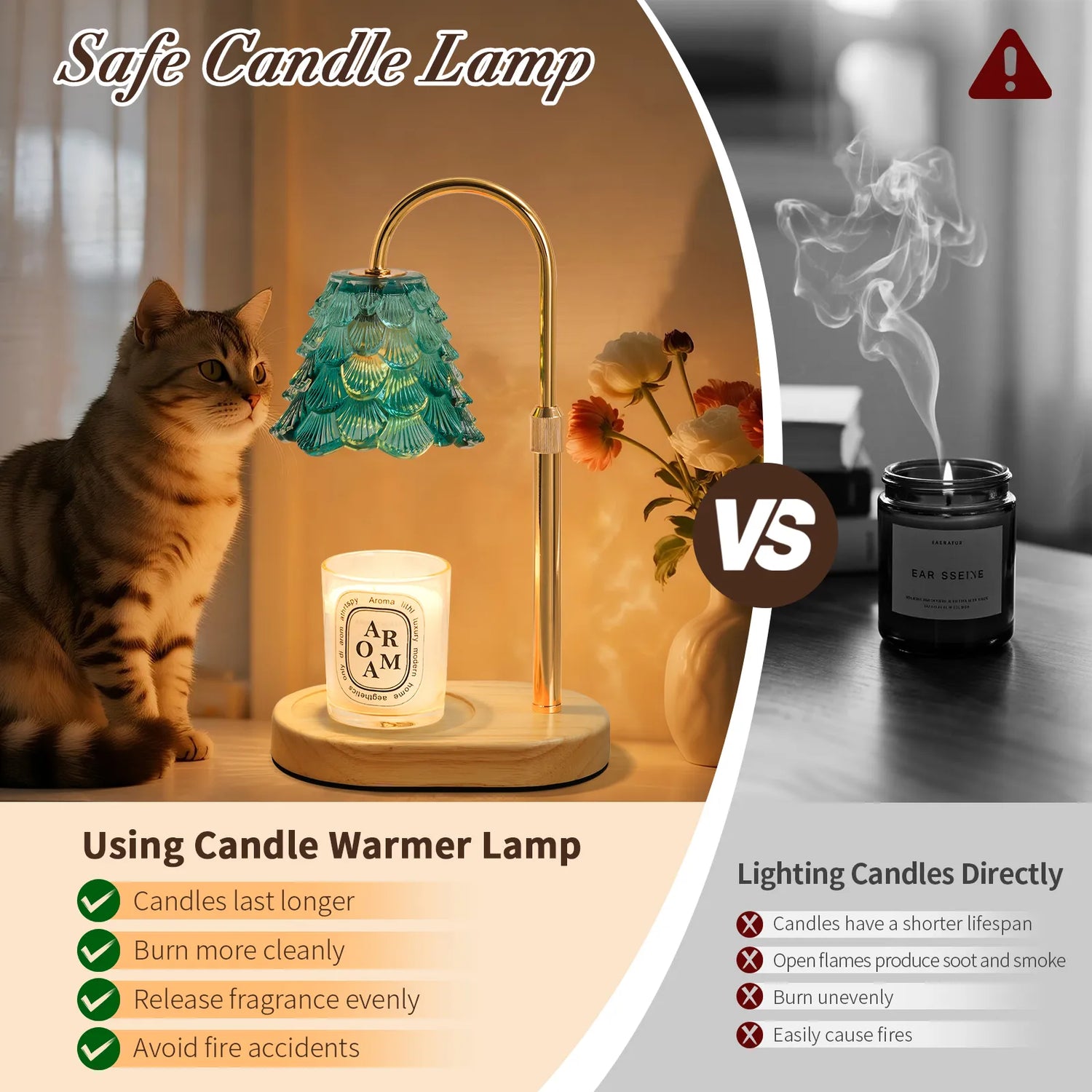 Yoobure Electric Candle Warmer Lamp with Timer, Dimmable Candle Lamp Warmer for Jar Candles, Christmas Wax Melt Wamer, House Warming Birthday Gifts