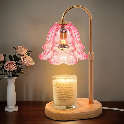 Yoobure Flower Candle Warmer Lamp with Timer and Dimmer, Electric Candle Warming Lamps, Adjustable Wax Melter Wamers Light for Jar Candles, Women Gift