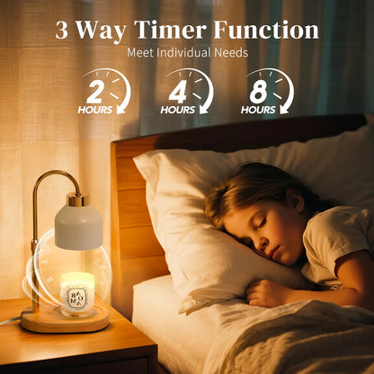 Electric Candle Warmer Lamp with Timer Dimmable, Adjustable Height Candle Lamp Warmer - Gifts for Christmas Home Decor，White