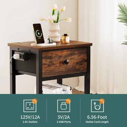 Yoobure 1-Drawer Nightstand with Charging Station