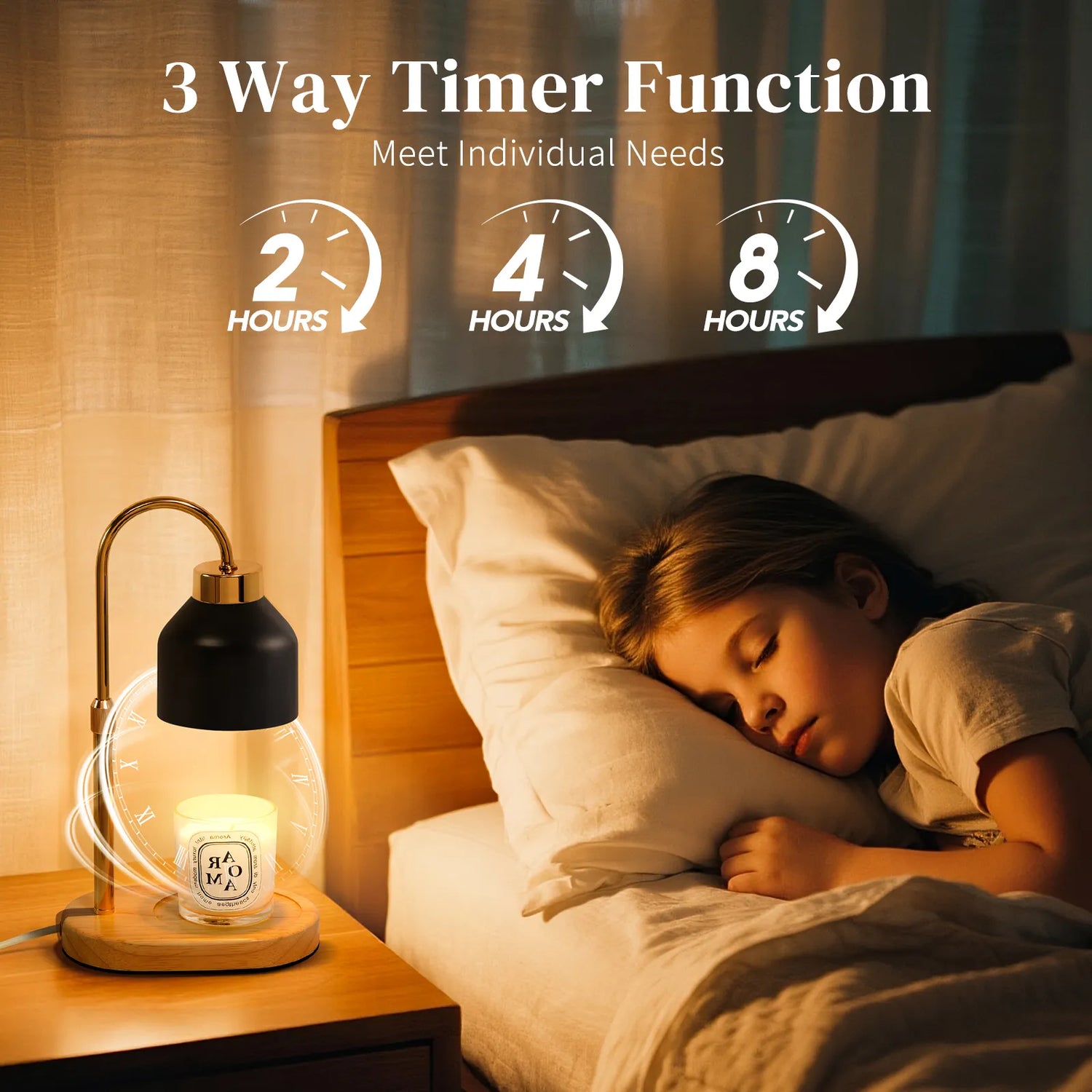 Electric Candle Warmer Lamp with Timer Dimmable, Adjustable Height Candle Lamp Warmer - Gifts for Christmas Home Decor，Black