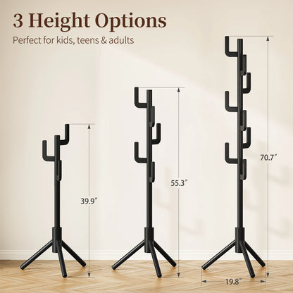 Maliowa Solid Wood Coat Rack Freestanding, Cactus Coat Tree with 8 Hooks for Jacket, Hat, Clothes, Coat Hanger Stand for Hall, Entryway, Bedroom