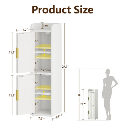 Maliowa Small Bathroom Storage Cabinet, Narrow Toilet Paper Storage Cabinet with 2 Doors &amp; Adjustable Shelves, Slim Storage Cabinets for Small Space