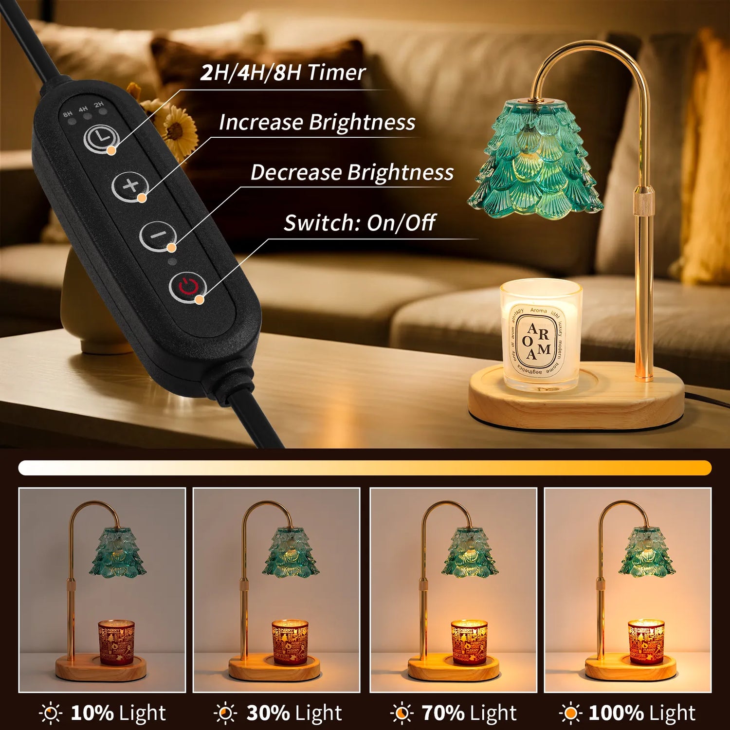 Yoobure Electric Candle Warmer Lamp with Timer, Dimmable Candle Lamp Warmer for Jar Candles, Christmas Wax Melt Wamer, House Warming Birthday Gifts