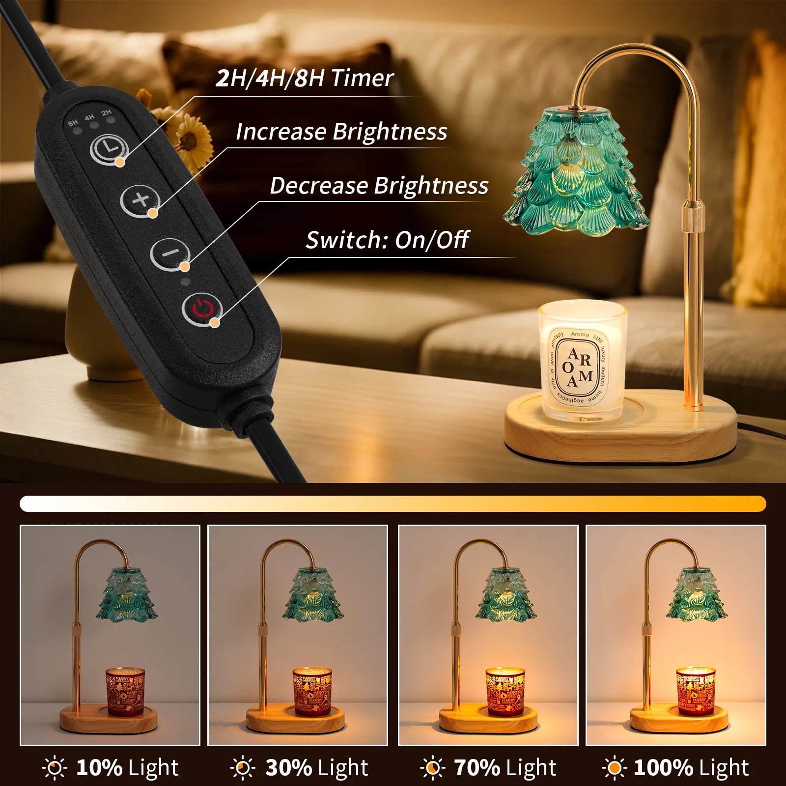 Yoobure Electric Candle Warmer Lamp with Timer, Dimmable Candle Lamp Warmer for Jar Candles, Christmas Wax Melt Wamer, House Warming Birthday Gifts
