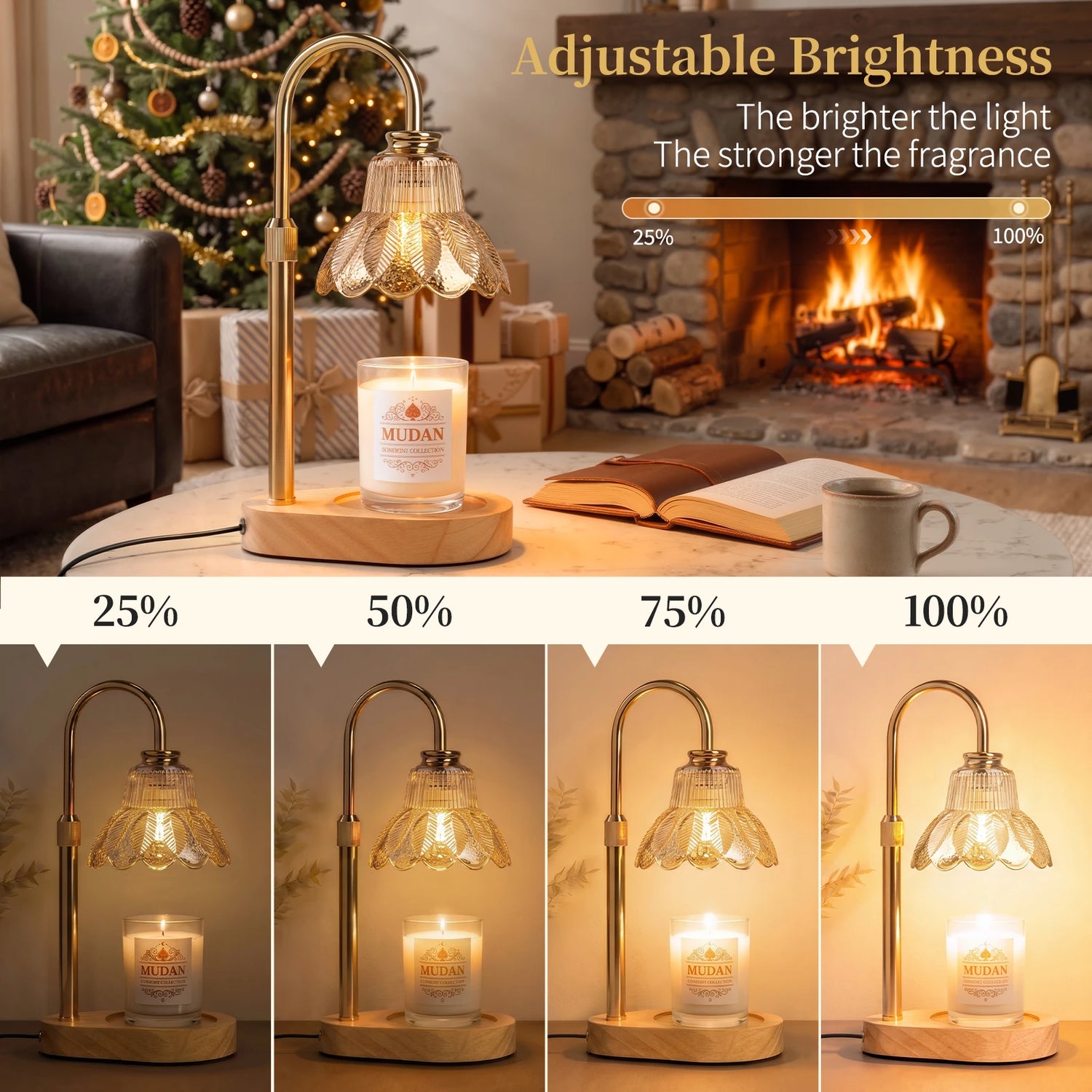 Maliowa Candle Warmer Lamp with Timer Dimmable, Electric Candle Warmer with Adjustable Height, Gifts for Women Mother&