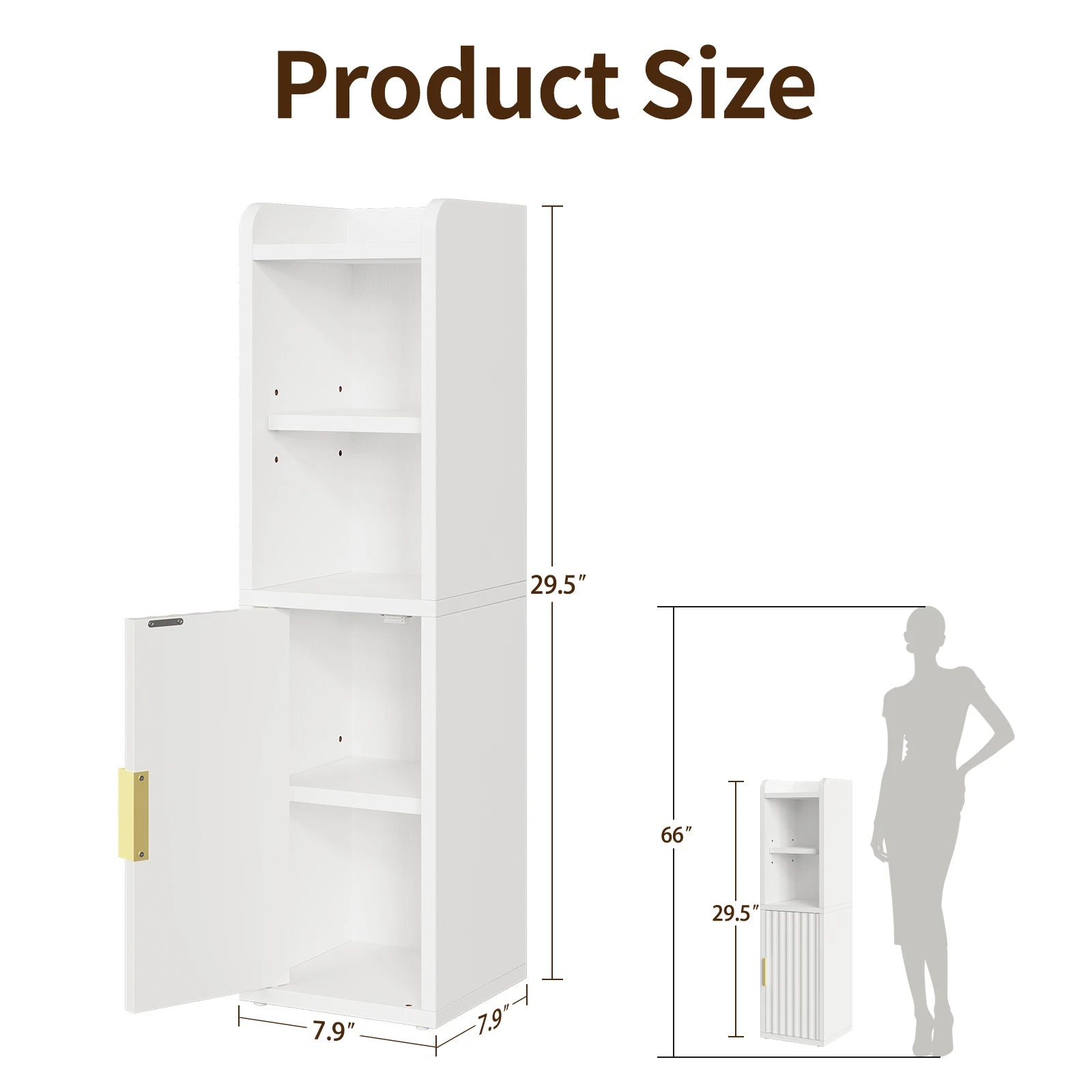Maliowa Small Bathroom Storage Cabinet, Narrow Bathroom Cabinet with Fluted Door&amp;Adjustable Shelf, Wood Toilet Paper Storage Cabinets for Small Space