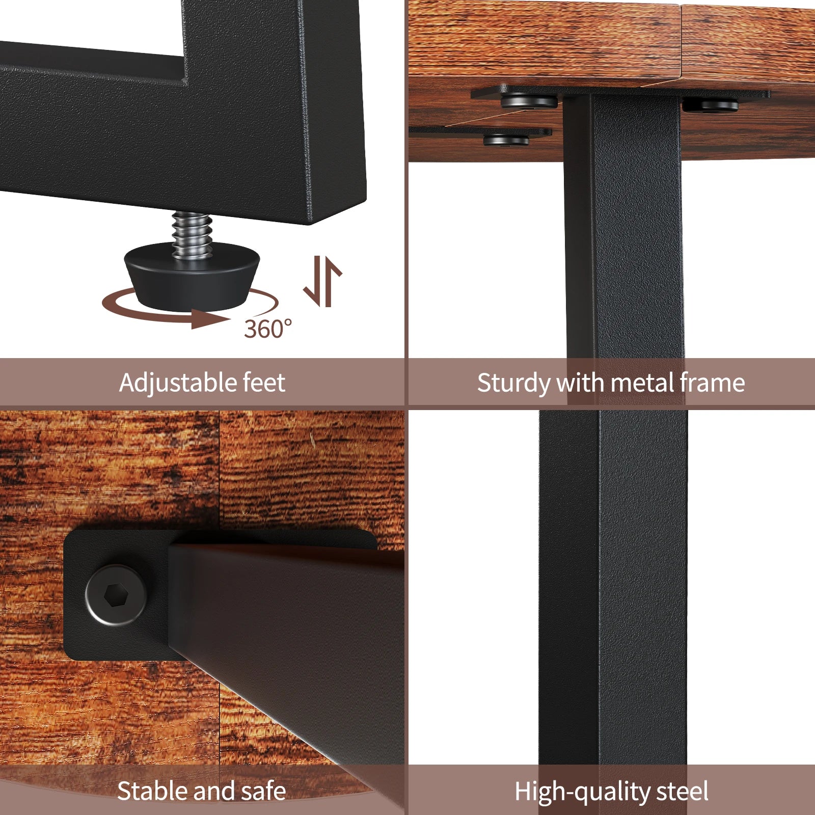Round Side Table for Small Spaces, Small Table with Metal Legs,Accent End Tables for Living Room Bedroom,Reddish Brown