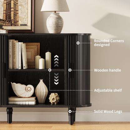 CURLA Sideboard Buffet Cabinet with Silding Doors, Accent 55" Storage Cabinet with Adjutable Shelf for Kitchen, Living Room