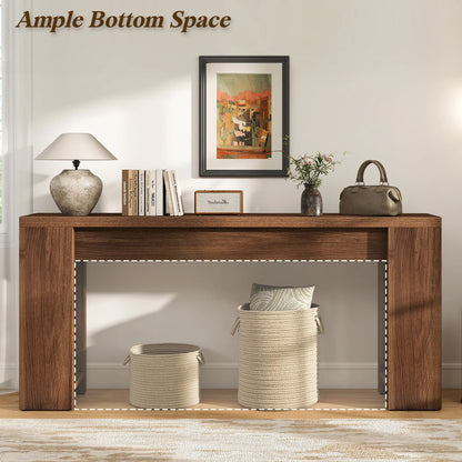 71" Long Console Table, Wood Farmhouse Entryway Table for Living Room,Narrow Sofa Table for Front Door,Entry, Hallway,Brown