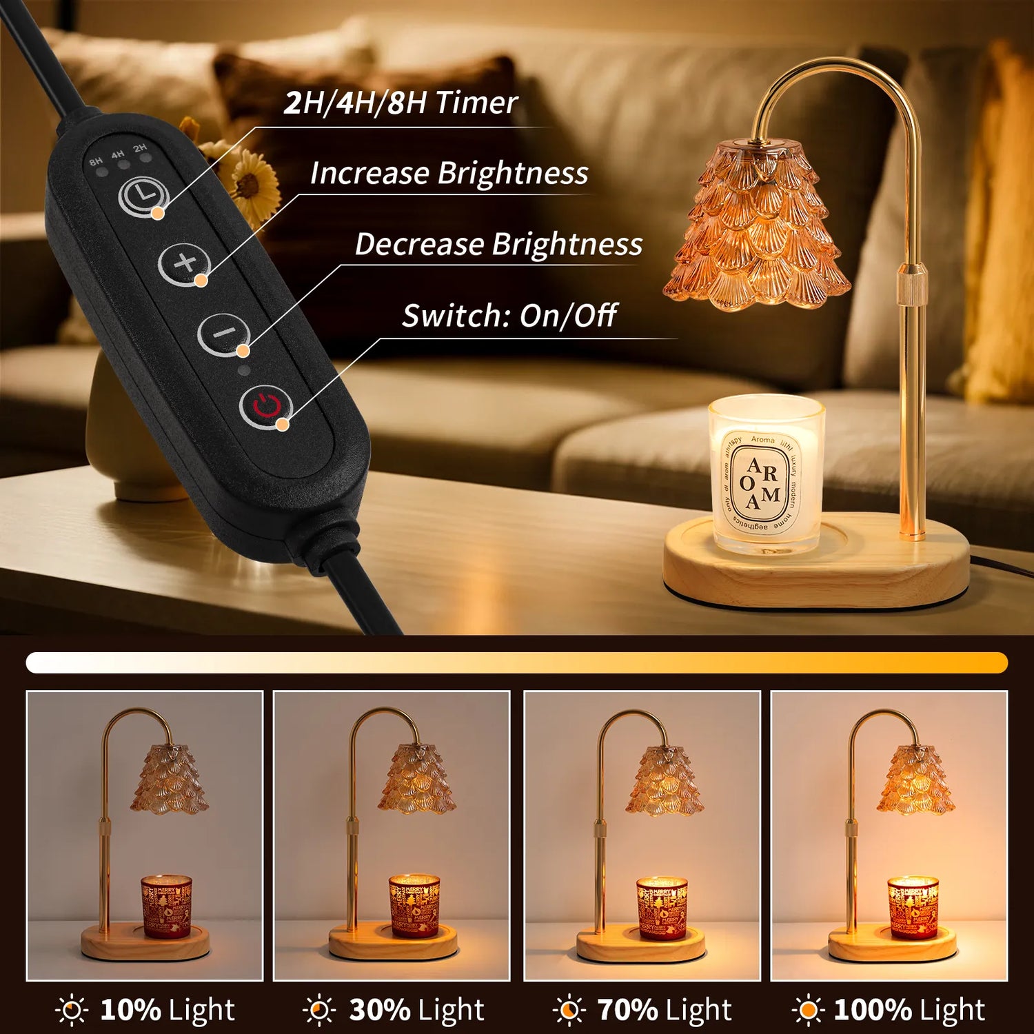 Yoobure Electric Candle Warmer Lamp with Timer, Dimmable Candle Lamp Warmer for Jar Candles, Christmas Wax Melt Wamer, House Warming Birthday Gifts
