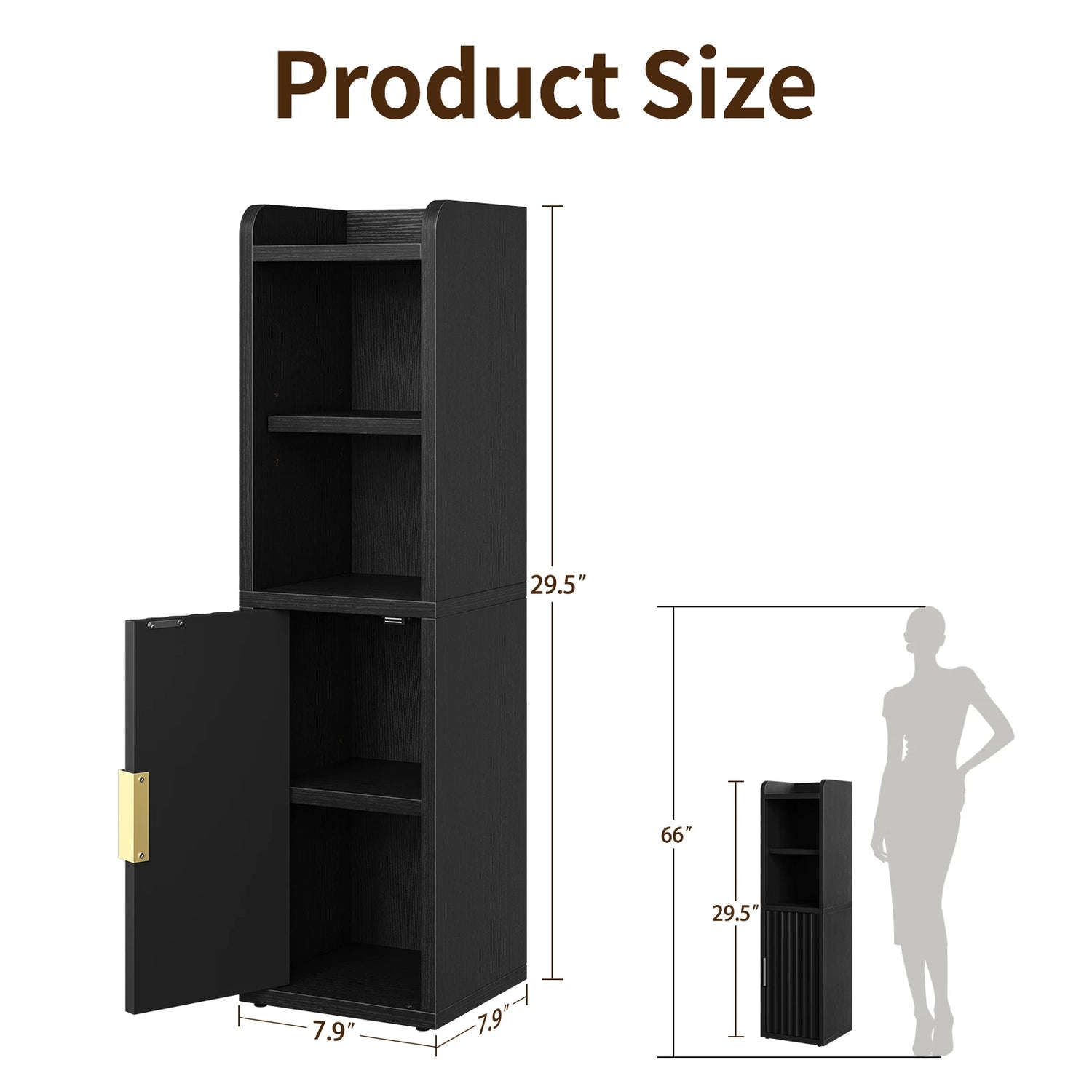 Maliowa Small Bathroom Storage Cabinet, Narrow Bathroom Cabinet with Fluted Door&amp;Adjustable Shelf, Wood Toilet Paper Storage Cabinets for Small Space